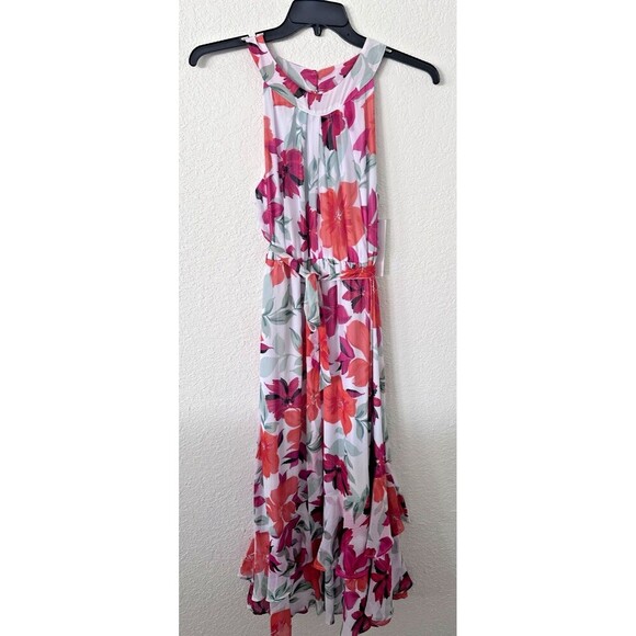 Calvin Klein Women's Floral-Print Halter Chiffon Maxi Dress White Multicolor 10 - Picture 7 of 12